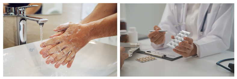 การป้องกันการติดเชื้อ C. difficile​ - Prevention of C. difficile infection involves